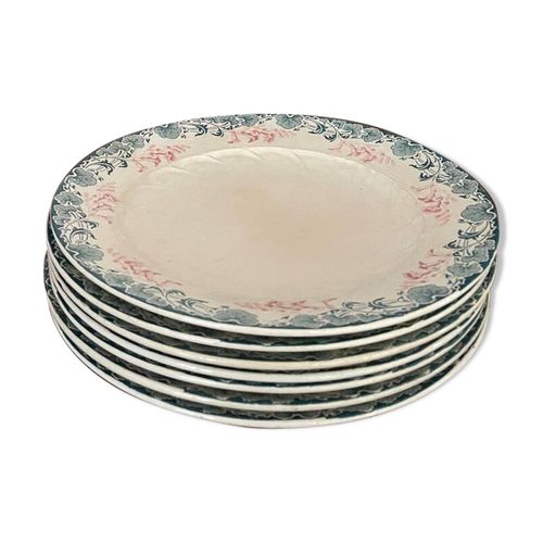 Lot De 7 Assiettes Longwy Art Nouveau Multicolore