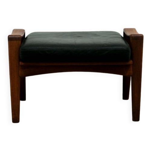 Tabouret Vintage En Teck Et Cuir Arne Wahl Iversen Noir