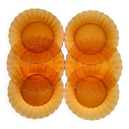 Assiettes  Dessert Duralex Forme Fleurs Verre Ambr Annes 60 Dition Huiles Lesieur Orange