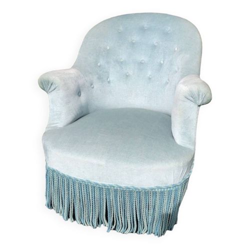 Fauteuil Crapaud Vintage Bleu