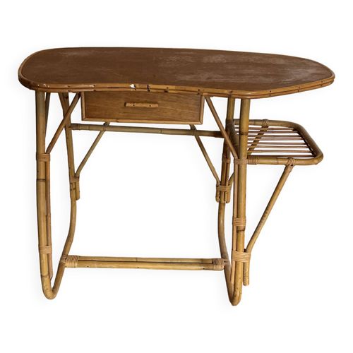 Bureau Du Milieu Du Sicle En Rotin Marron