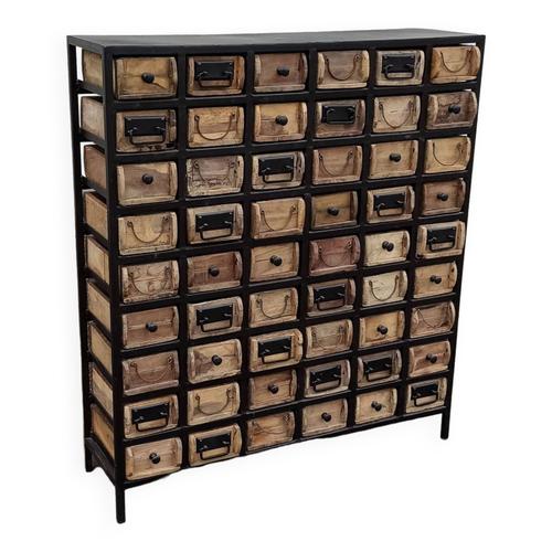 Armoire En Mtal Avec 54 Tiroirs En Bois Anciens Moules Briques Noir