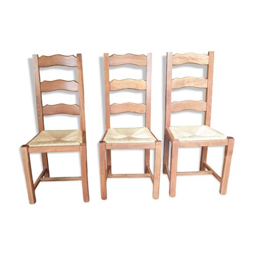 3 Chaises Paill Chne Massif Bois