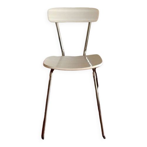 Chaise Formica Annes 60 Blanc Rayures Beiges Blanc