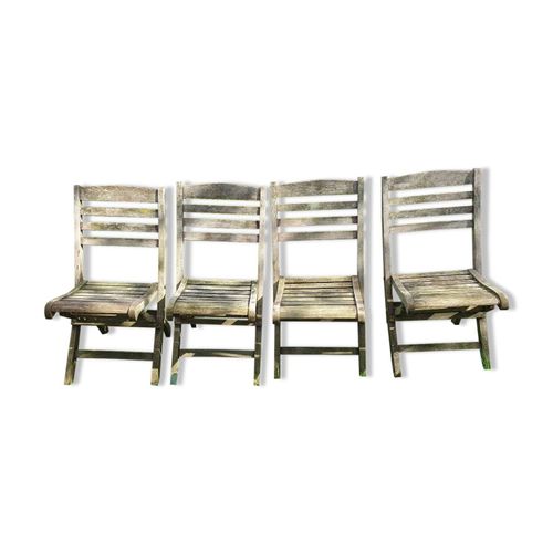 4 Chaises Pliantes En Teck Gris