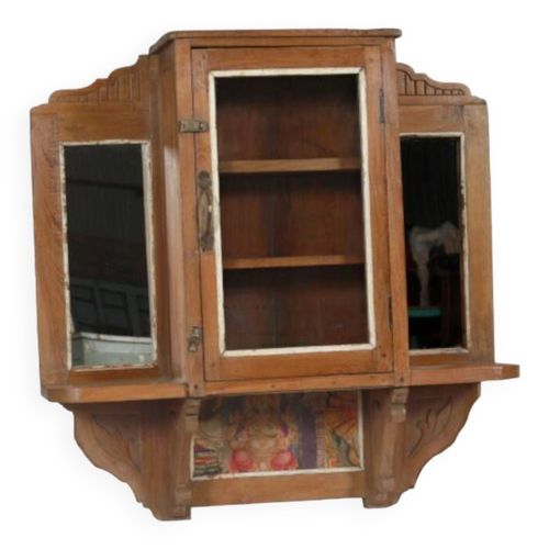 Vitrine Murale Art Deco Avec Miroirs Vieux Teck Patine Et Piece Daposorigine Inde Bois