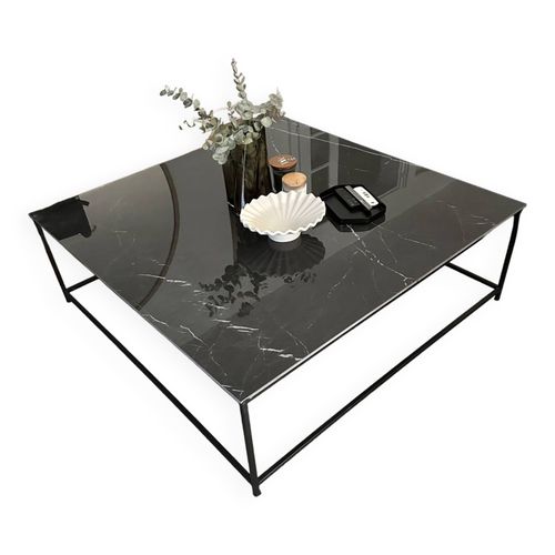Table Basse Plateau Cramique Et Socle Fer Forg Noir