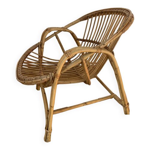 Fauteuil Coquille En Rotin Bois