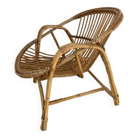 Fauteuil Coquille En Rotin Bois