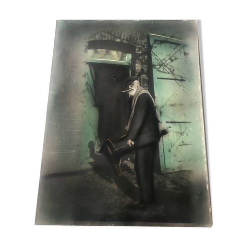 Photo ancienne rehauts de pastels portrait dun homme g noir