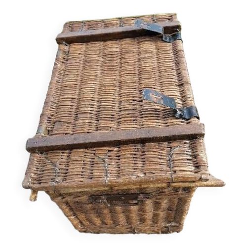 Grosse Malle Osier Rotin 1900 Marron