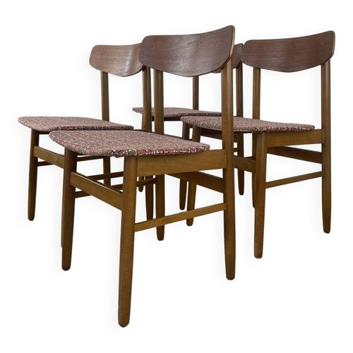 Lot De 4 Chaises Scandinaves En Teck Bois