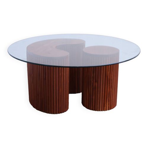 Table En Bois De Sapin Et Verre Faitemain Au Maroc Bois