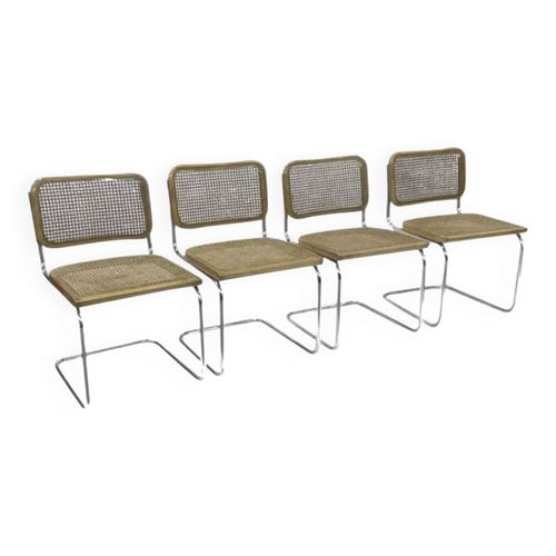 Ensemble De 4 Chaises Modle Cesca B32 Conu Par Marcel Breuer Design Bois