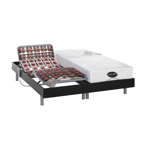 Lit Électrique Relaxation Tout Plots Matelas Mémoire De Forme Et Bambou Lysis Iii De Naturea - Moteurs Okin - 2 X 90 X 200 Cm - Noir