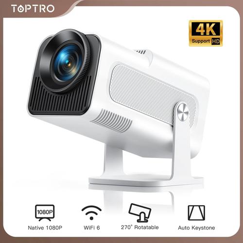 Vidéoprojecteur TOPTRO TR27 4K Supporté, 20000 Lumens Mini Projecteur Portable FHD 1080P WIFI6 Bluetooth avec Angle 270°, Retroprojecteur Home Cinéma pour IOS/HDMI/USB/TV Stick.