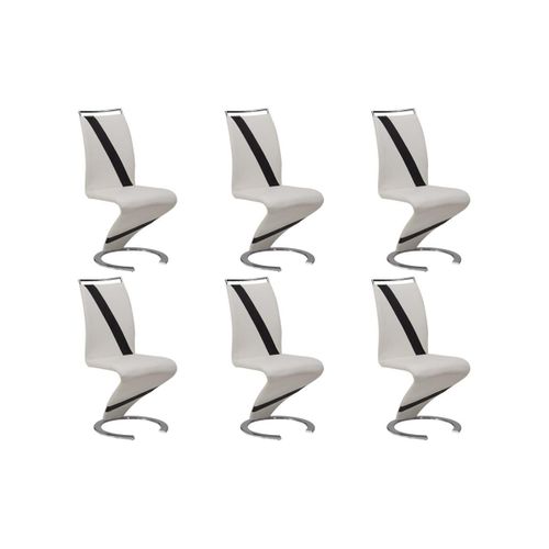 Lot De 6 Chaises Twizy - Simili Blanc & Noir