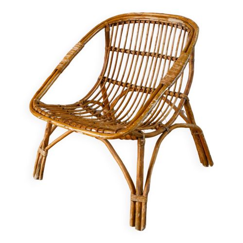 Fauteuil Coquille En Rotin Et Bambou Dbut Xxme Beige