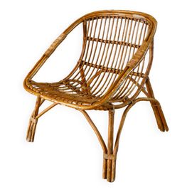 Fauteuil Coquille En Rotin Et Bambou Dbut Xxme Beige