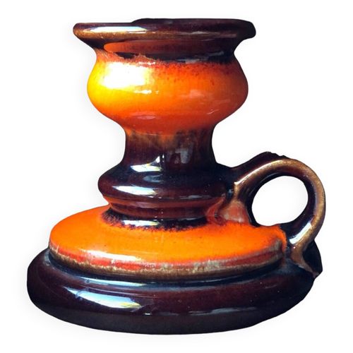 portebougie en cramique Fat Lava marron et orange marron