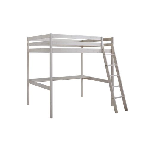 Lit Mezzanine Gedeon Ii - 140 X 190 Cm - Avec Bureau - Pin Massif - Blanchi
