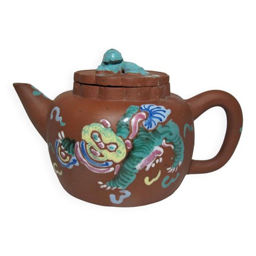 Ancienne Petit Thire Chinoise En Terre Cuite Yixing Multicolore