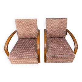 2 Fauteuils Art Deco 1940 Anciens A Restaurer Bois