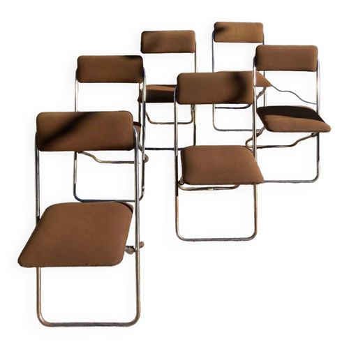 Ensemble De 6 Chaises Pliantes Framar Annes 70 Marron