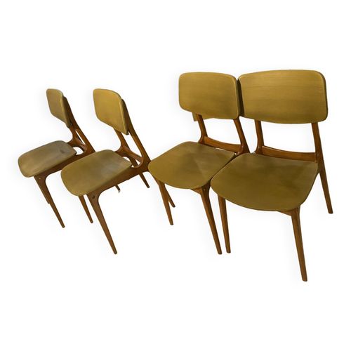 Lot De 4 Chaises Scandinaves Bois