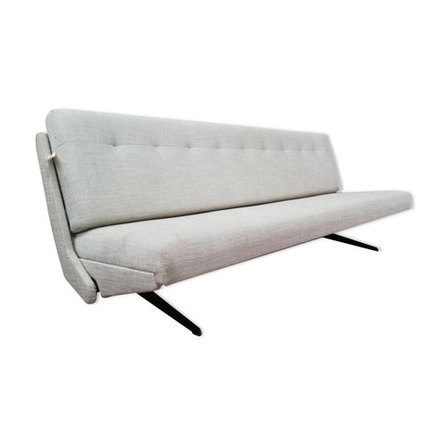 Grand Canap Lit Convertible Vintage Annes 70 Tchcoslovaquie Gris