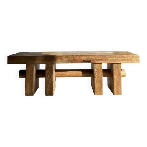 Banc En Bois Massif Pitement Ajour Travers Par Un Cylindre  Manguier Bois