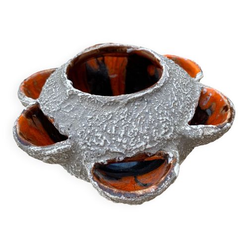 Vase pique fleurs fat lava orange
