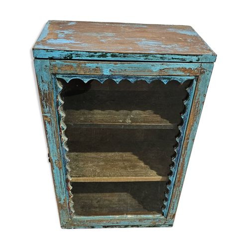 Vitrine Bleue En Teck Birman Bleu