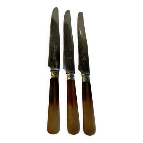 Couteaux Anciens Couvert De Table Service Estampille Au Diamant Multicolore