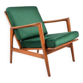 Fauteuil Scandinave Restaur Daposorigine Icne Des Annes 60 Velours Bouteille Vert Teck Vert