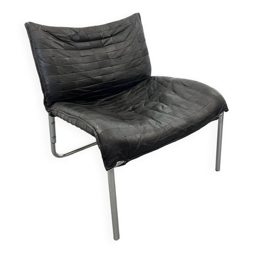 Ensemble De Fauteuils Lounge Vintage Scandinave Moderne En Cuir Patchwork Noir Du Milieu Du Sicle Daposikea 1980 Noir