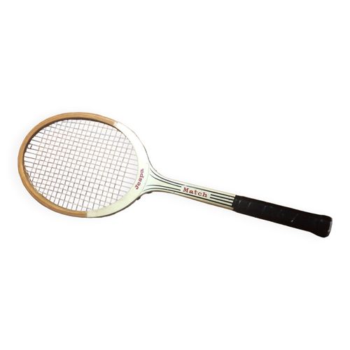 Ancienne raquette tennis jespa match bois vintage blanc