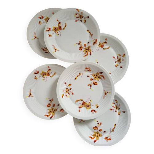 Haviland Limoges 6 Assiettes Dessert En Porcelaine Blanc