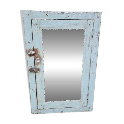 Ancienne Vitrine Murale Art Dco En Teck Birman Bleu