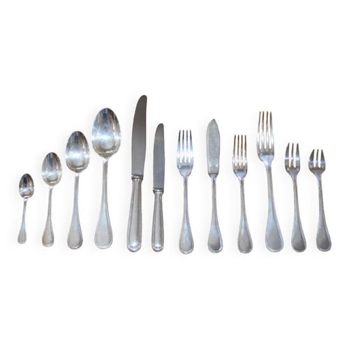Mnagre 151 Pices Mtal Argent Christofle Modele Perles Avec 2 Coffrets Gris