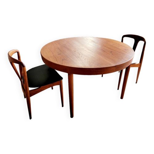 Table Danoise Ronde Extensible Harry Ostergaard Pour Randers Mobelfabrik Teck 1960 Bois