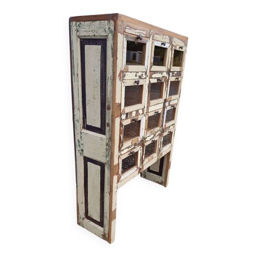 Meuble De Marchand  Chiffonnier 12 Tiroirs En Teck Beige