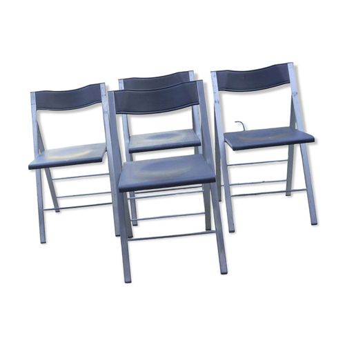 Chaises Pliables X4 Acier Plein Noir