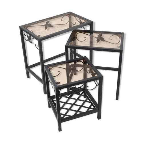 Lot De 3 Tables Gigogne En Fer Forg Gris