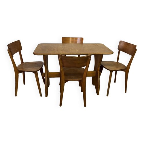 Ensemble Table Et 4 Chaises En Bois Vintage Bois