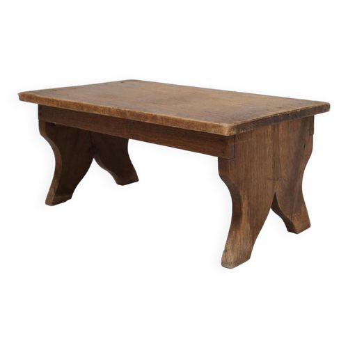 Petit Tabouret Rustique En Bois Avec Base Incurve France Ca 1900 Marron
