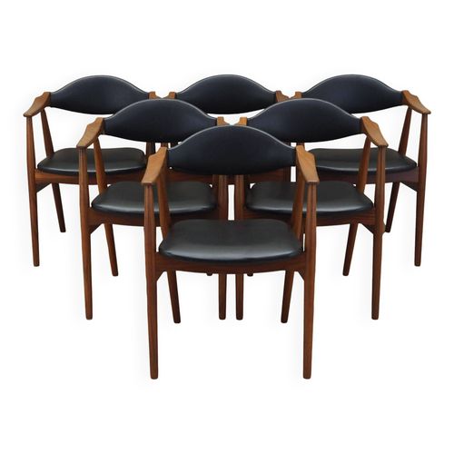 Ensemble De Six Chaises En Teck Design Danois Annes 1970 Fabrication  Farstrup Mbler Noir