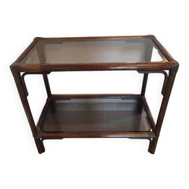 Console Vintage En Rotin Marron