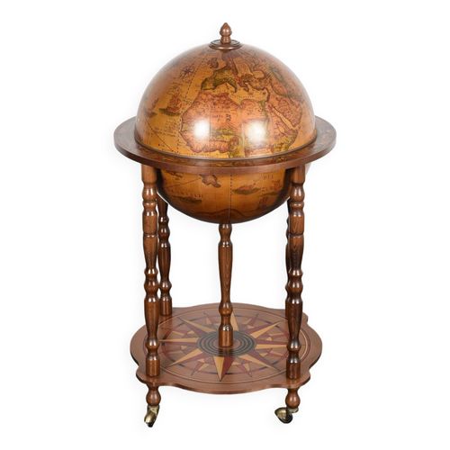 Bar Globe Vintage Des Annes 1970 Marron