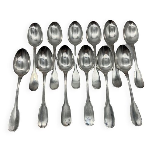 12 Grandes Cuillres Christofle Modele Versailles Mtal Argent Argent